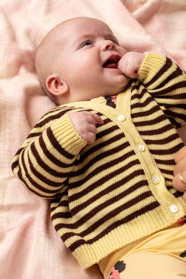Baby + Children's Stripy Cashmere Cardigan, Lemon + Bison
