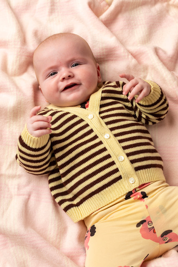 Baby + Children's Stripy Cashmere Cardigan, Lemon + Bison