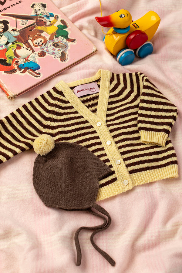 Baby + Children's Stripy Cashmere Cardigan, Lemon + Bison