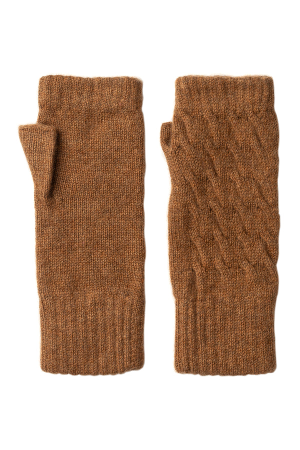 Cable knit Wrist-Warmers, Caramel