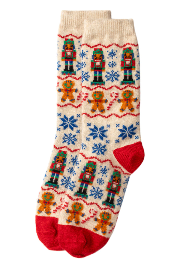 Nutcracker cashmere socks,Ivory