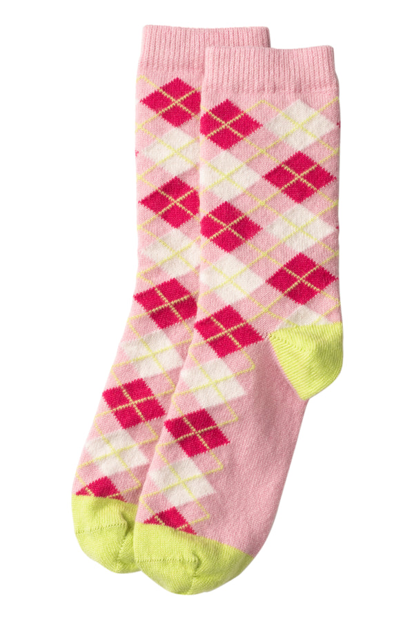 Argyle pattern cashmere bed Socks, Lily