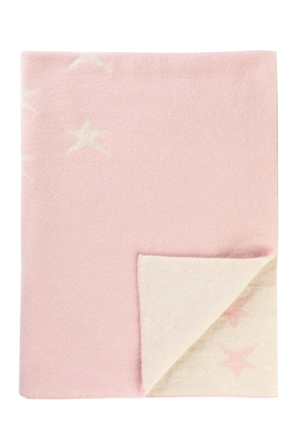 Two colour Star Cashmere Baby Blanket, Marshmallow