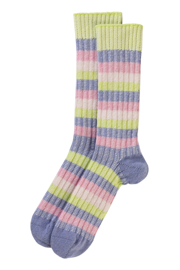 Stripy cashmere socks, Lupin + Limelight