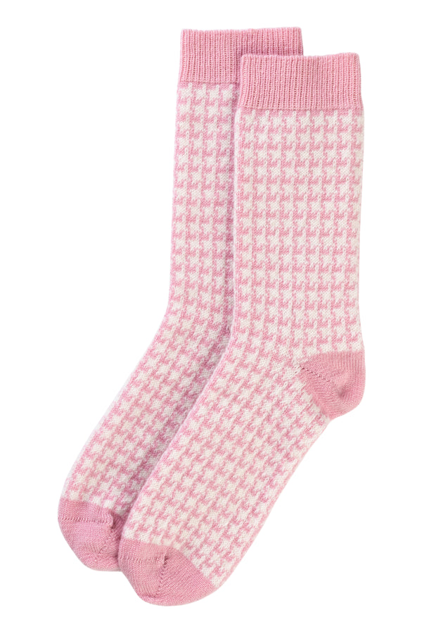 Cashmere Houndstooth Bed Socks, Lily