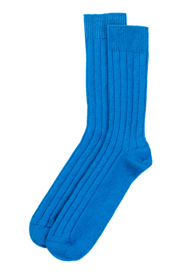 Men’s Cashmere Bed Socks, Electric Blue