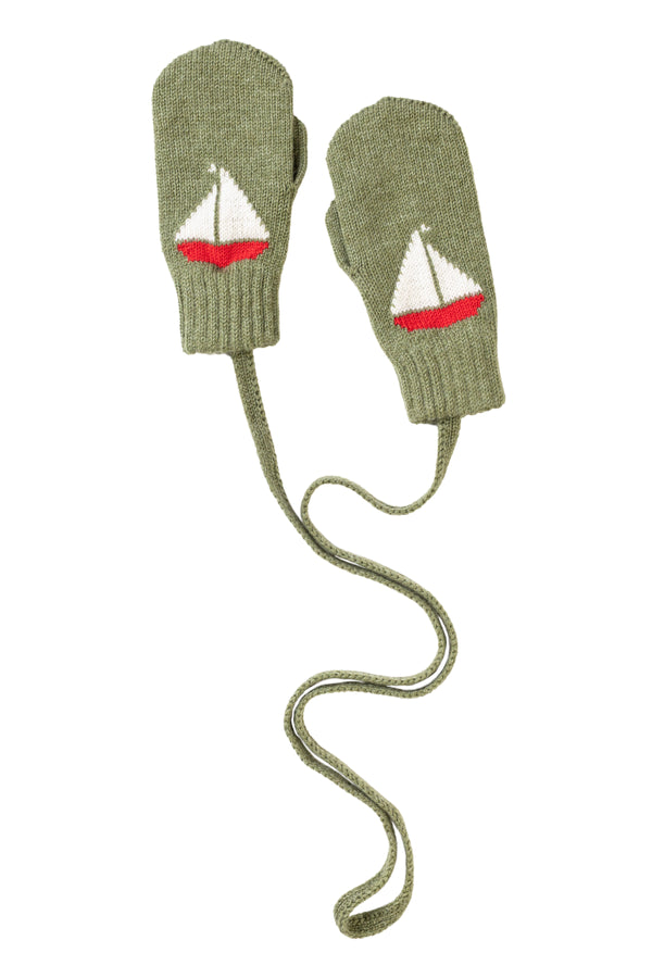 Children's Cashmere Mittens with Boats, Ivy