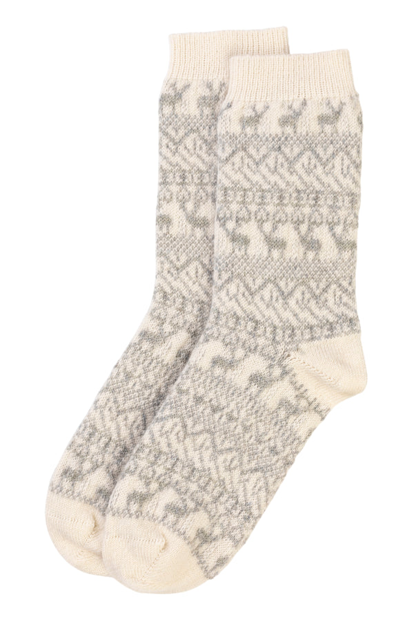 Reindeer Bed Socks, Antique White