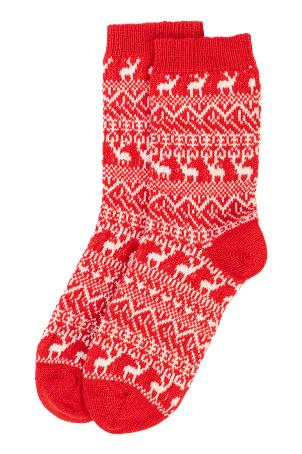 Reindeer Bed Socks, Regal Red