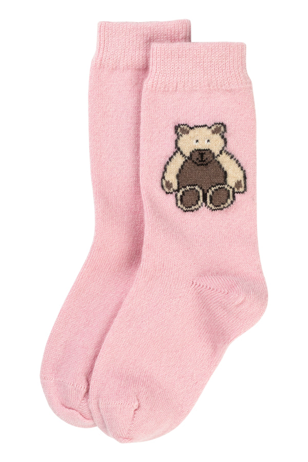 Children's Cashmere Teddy Bear Socks, Lily Pink