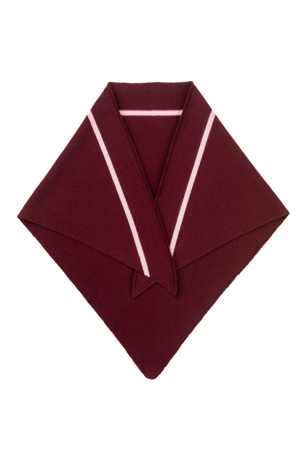 Cashmere Triangle Scarf, Damson with Lily Stripe