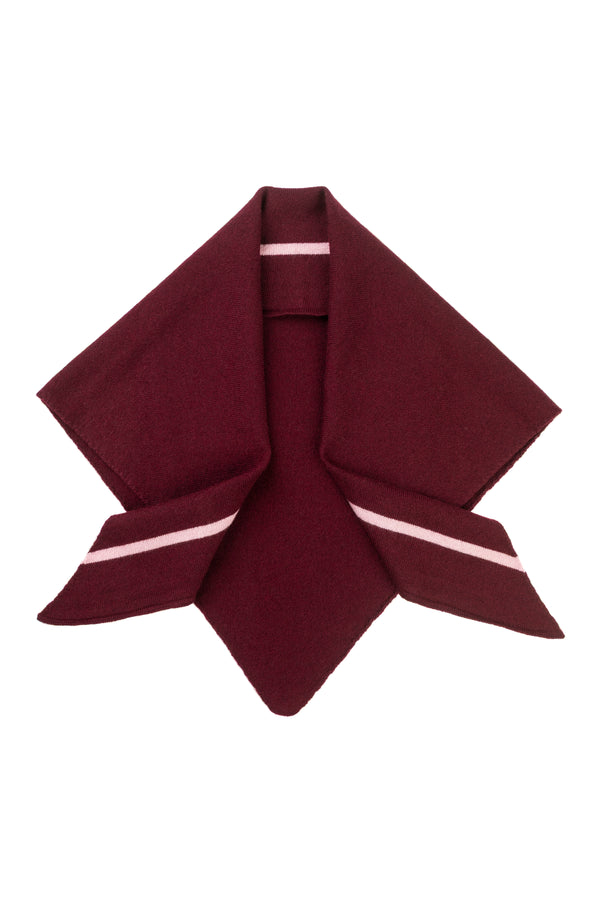 Cashmere Triangle Scarf, Damson with Lily Stripe