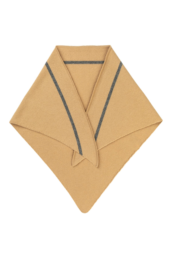 Cashmere Triangle Scarf, Pecan with Dolomite Stripe