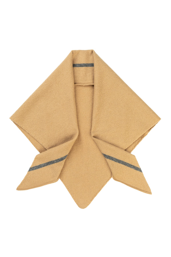 Cashmere Triangle Scarf, Pecan with Dolomite Stripe