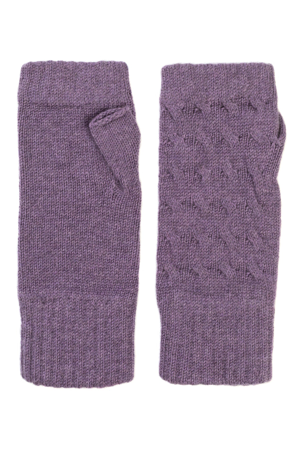 Cable Knit Wrist-Warmers, Purple Rain