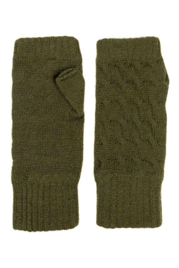 Cable Knit Wrist-Warmers, Loden