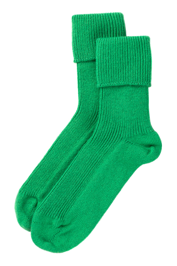 Cashmere Bed Socks, Bright Green