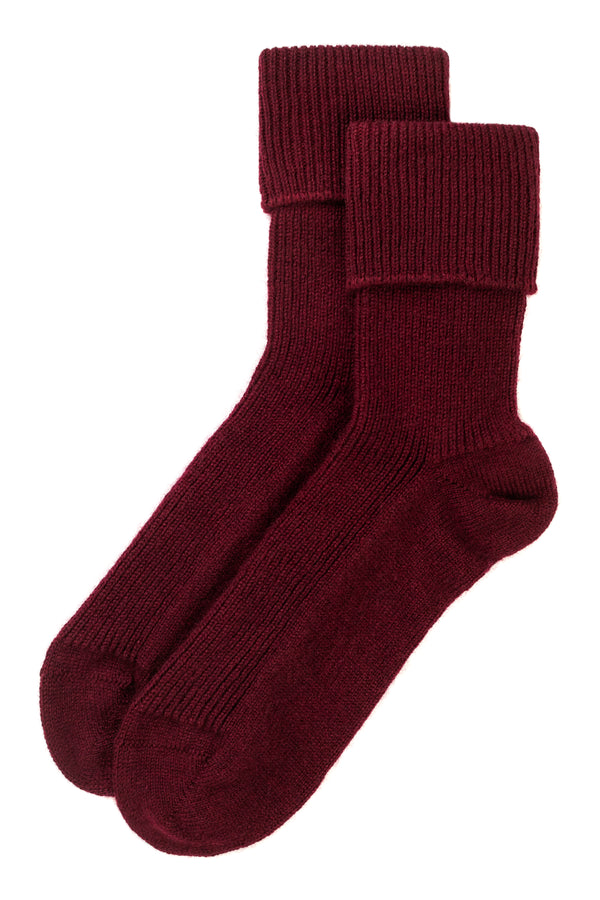 Cashmere Bed Socks, Damson