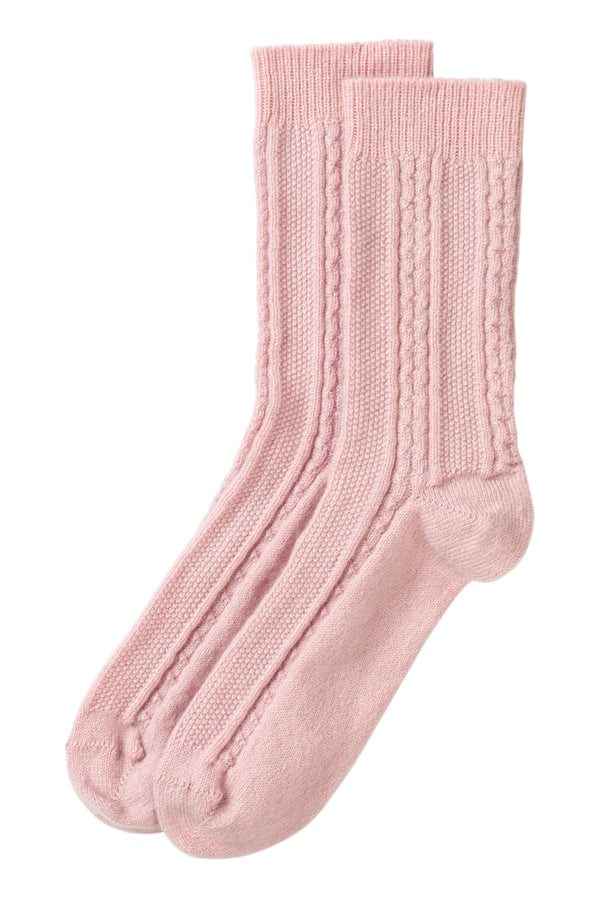 Cashmere Moss-Stitch & Cable Knit Bed Sock, Lily