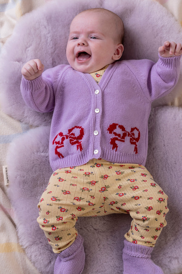 Baby + Children's Bow Motif Cashmere Cardigan, Lupin + Chianti