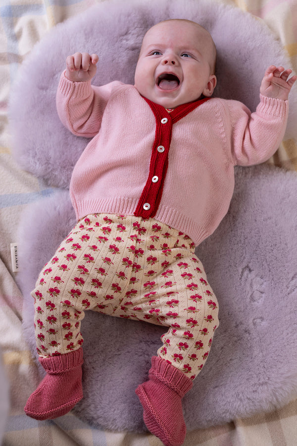 Baby + Children's Contrast-Trim Cashmere Cardigan, Marshmallow + Chianti