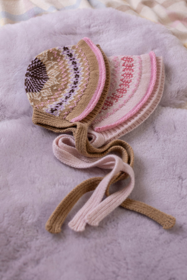 Fair Isle Inspired Bonnet, Pecan