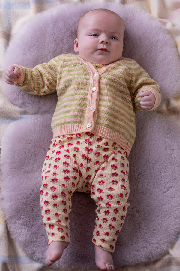 Baby + Children's Stripy Cashmere Cardigan, Rose Beige + Halkidiki