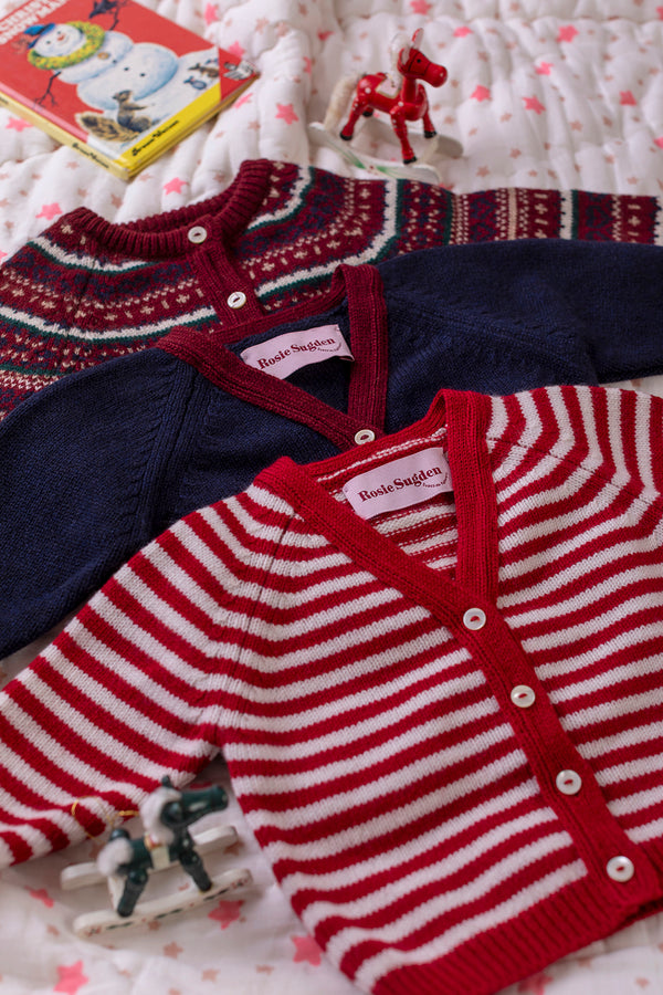 Baby + Children's Contrast-Trim Cashmere Cardigan, Blackberry + Jam