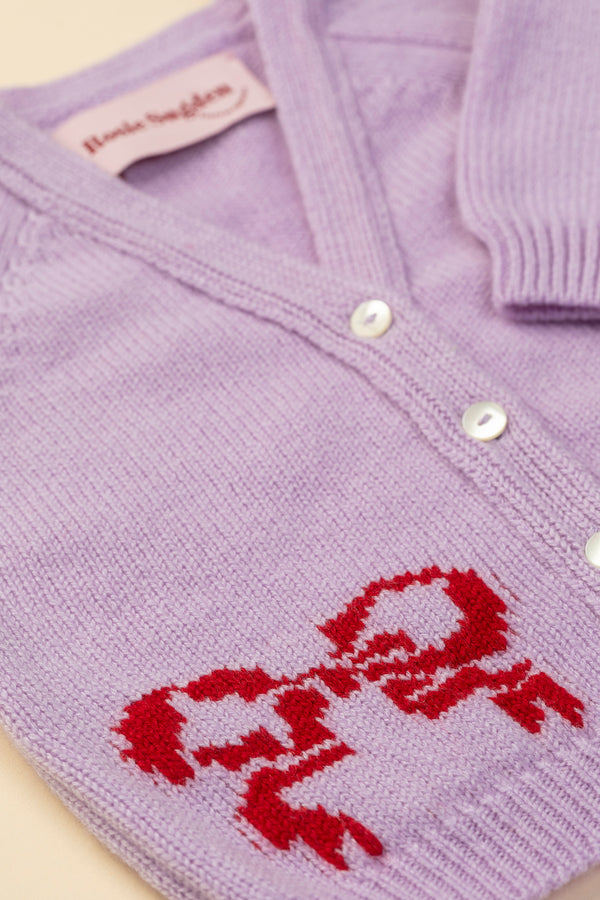 Baby + Children's Bow Motif Cashmere Cardigan, Lupin + Chianti