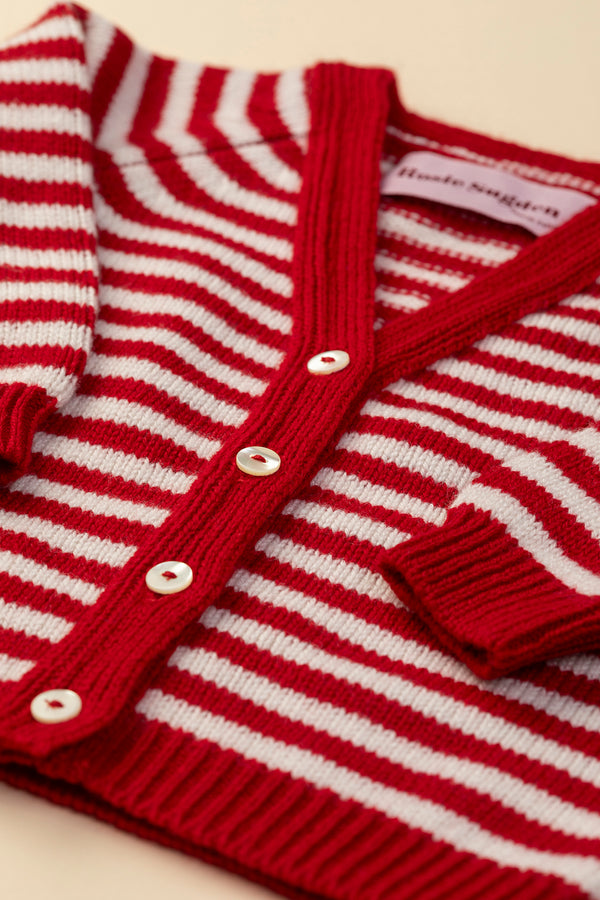 Baby + Children's Stripy Cashmere Cardigan, Chianti + Swan