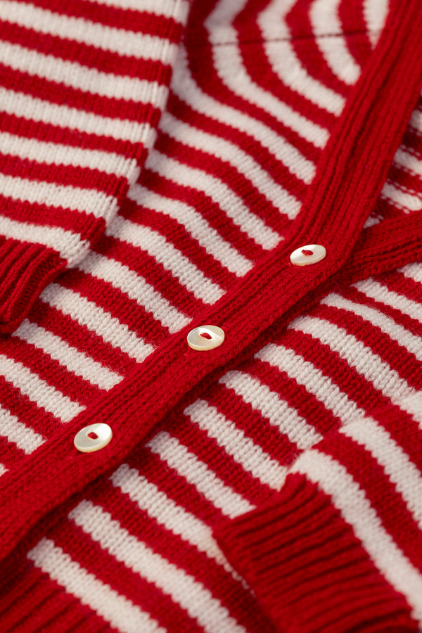 Baby + Children's Stripy Cashmere Cardigan, Chianti + Swan