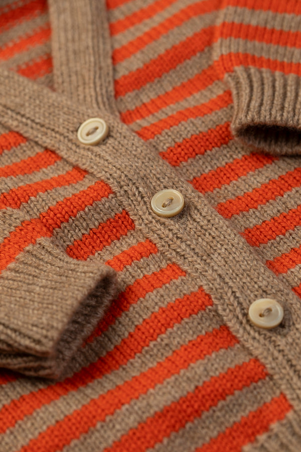 Baby + Children's Stripy Cashmere Cardigan, Mushroom + Flare