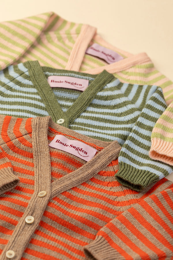 Baby + Children's Stripy Cashmere Cardigan, Mushroom + Flare