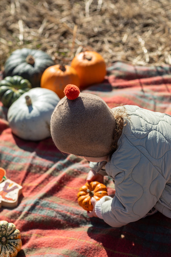 Cashmere Baby Bonnet, Mushroom + Flare Pom
