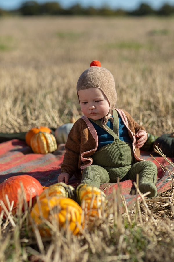 Cashmere Baby Bonnet, Mushroom + Flare Pom