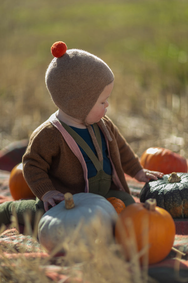 Cashmere Baby Bonnet, Mushroom + Flare Pom
