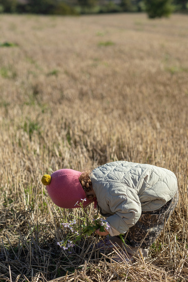 Cashmere Baby Bonnet, Venetian Rose with Gold Dust Pom-Pom