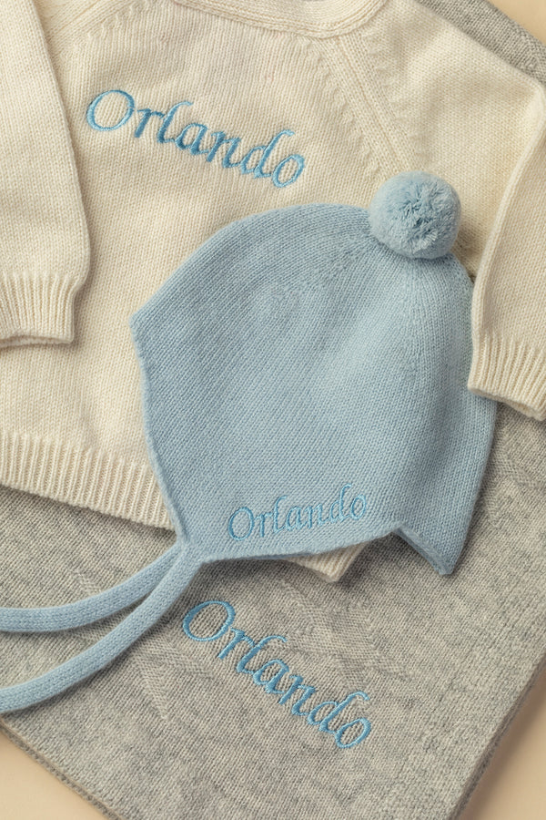 Cashmere Baby Bonnet, Spa Blue