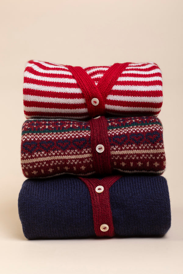 Baby + Children's Stripy Cashmere Cardigan, Chianti + Swan
