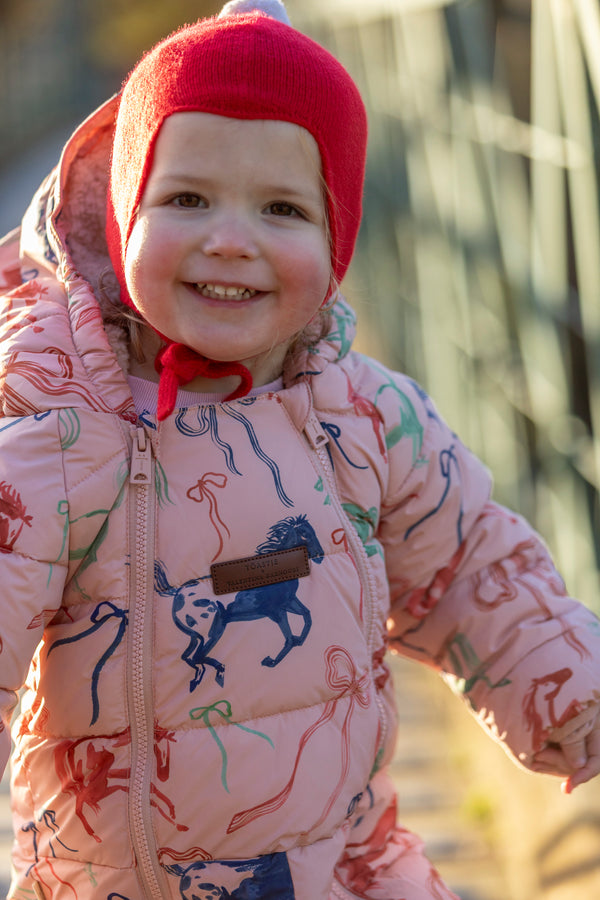 "My First Christmas" Cashmere Baby Bonnet, Festive Red with White Pom-Pom
