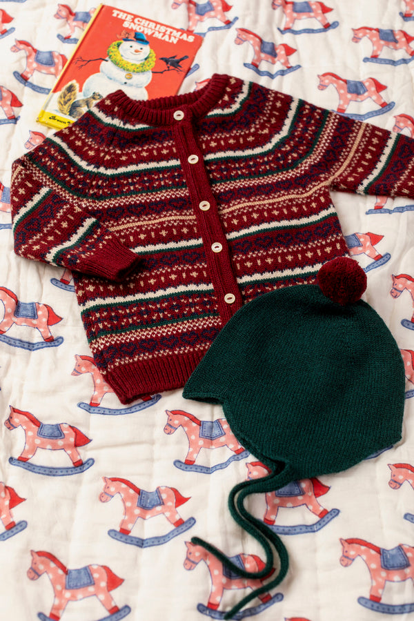 Cashmere Christmas Baby Bonnet, Bottle with Jam Pom