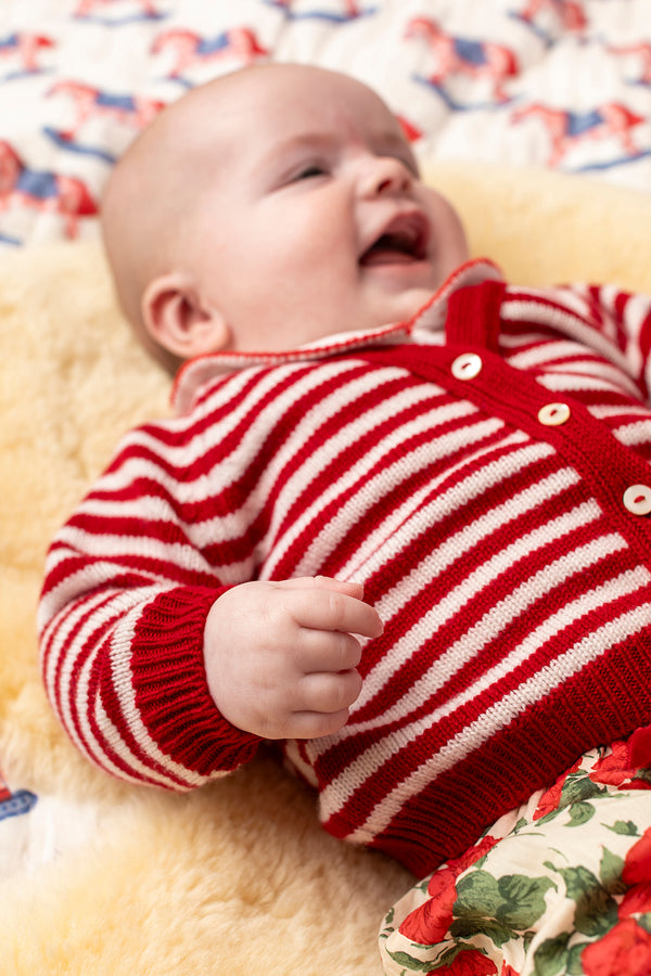 Baby + Children's Stripy Cashmere Cardigan, Chianti + Swan