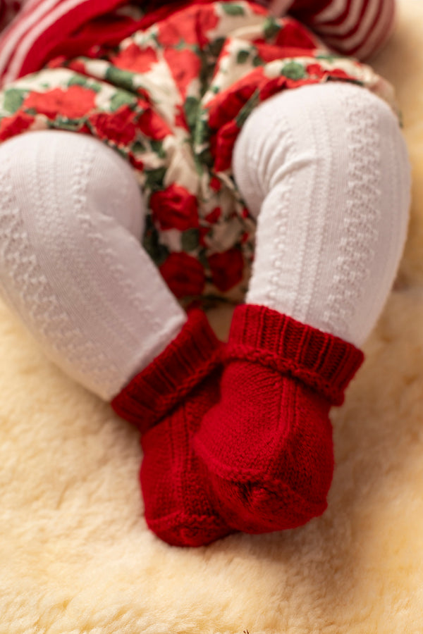 "My First Christmas" Cashmere Baby Bootees, Bright Festive Red