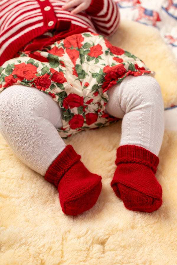 "My First Christmas" Cashmere Baby Bootees, Bright Festive Red