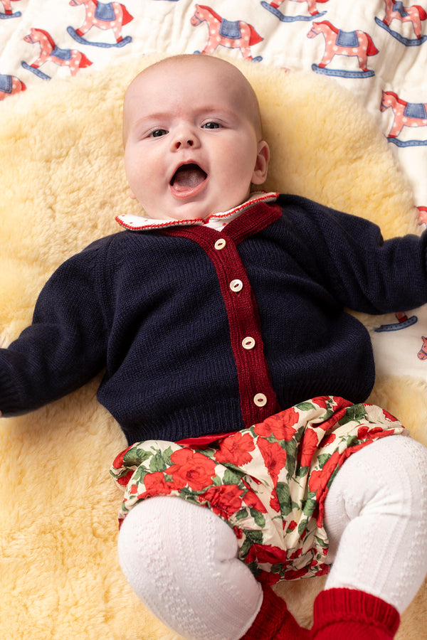Baby + Children's Contrast-Trim Cashmere Cardigan, Blackberry + Jam