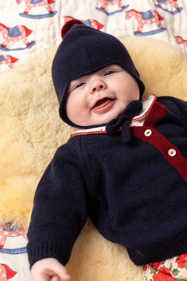 Baby + Children's Contrast-Trim Cashmere Cardigan, Blackberry + Jam