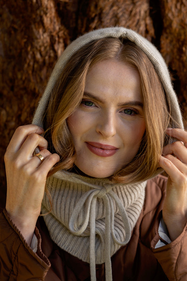 Drawstring Cashmere Hood, Linen
