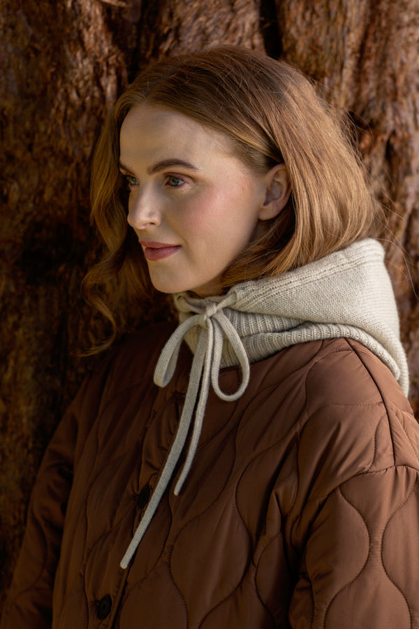 Drawstring Cashmere Hood, Linen