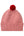 Children's Cashmere Beanie, Dusky Pink + Regal Red Pom-Pom