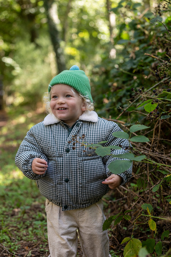 Children's Cashmere Beanie, Fern with Riviera Pom-Pom